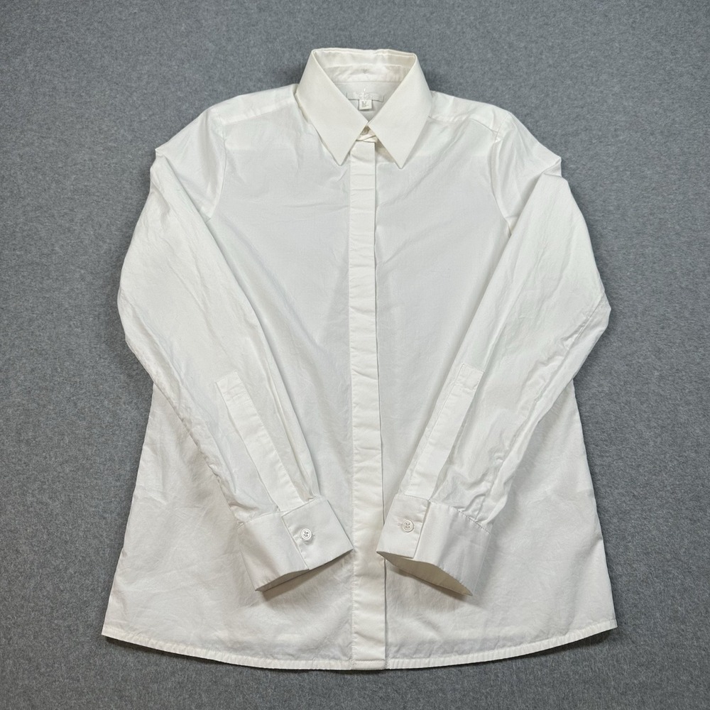 COS White Cotton Detachable Collar Cuff Button Shirt Blouse Womens US 2